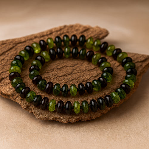 Doğal Yeşil ve Kahverengi Karışık Kehribar Bebek Kolyesi