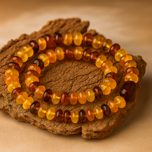 Yetişkin Kehribar Kolyesi Karışık Renk Oval Taşlı